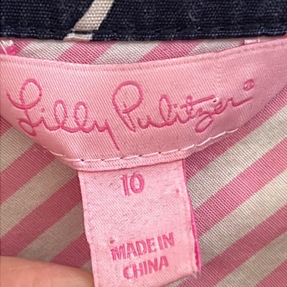 Lilly Pulitzer Dade Shirt Dress Women Sz 10 Navy Hyde Giraffe Animal Print Shift - Picture 4 of 13